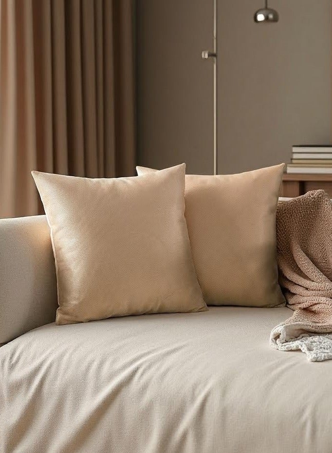 AuliceVerse Ice Silk Throw Pillow Covers 45x45 cm (Pack of 2) - Light Gold, Cooling Breathable Cushion Covers for Sofa, Decorative Pillow Cases No Insert - Image 1